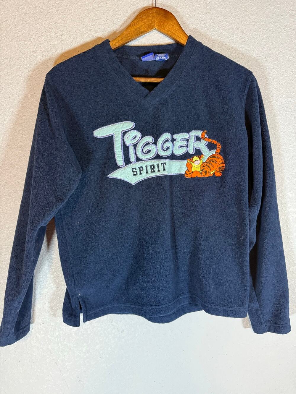 Disney Tigger Spirit Women’s Small Navy Fleece V-Neck Pullover